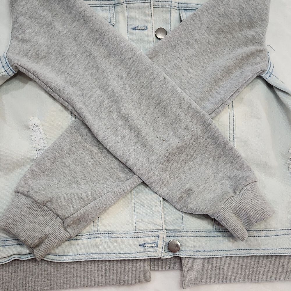 Weissman Hooded Denim Jacket Costume Layered Gray Hoodie Youth SA - Picture 11 of 12